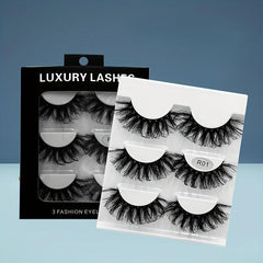 3 Pairs 6D Faux Mink Lashes Fluffy Messy Soft Layer Thick False Eyelashes