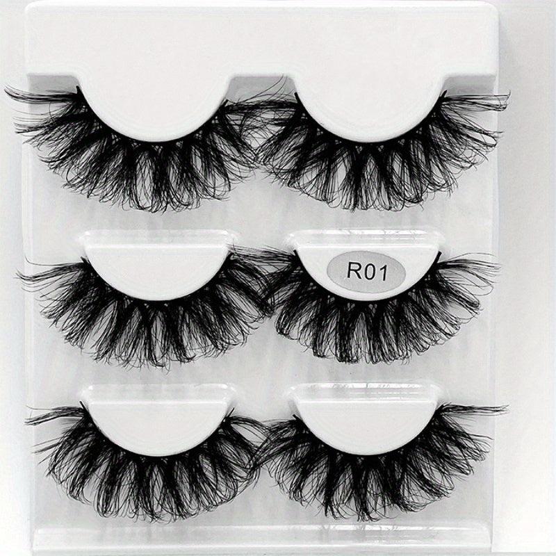 3 Pairs 6D Faux Mink Lashes Fluffy Messy Soft Layer Thick False Eyelashes