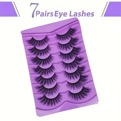 7 Pairs Faux Mink Fluffy Strip False Eyelashes 8D Dramatic Cat Eye Lashes