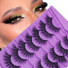 7 Pairs Faux Mink Fluffy Strip False Eyelashes 8D Dramatic Cat Eye Lashes