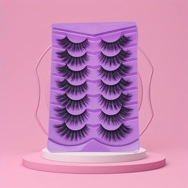 7 Pairs Faux Mink Fluffy Strip False Eyelashes 8D Dramatic Cat Eye Lashes