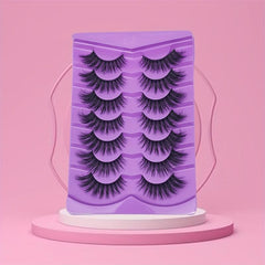 7 Pairs Faux Mink Fluffy Strip False Eyelashes 8D Dramatic Cat Eye Lashes
