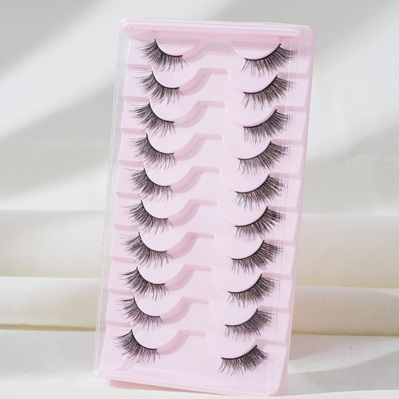 10 Pairs Half False Eyelashes Cat Eyes Look Natural Cross Lashes Eye Tail...