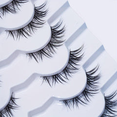 7 Pairs Fox Eye Look False Eyelashes 13mm Fishtail Wispy Cross Natural Look