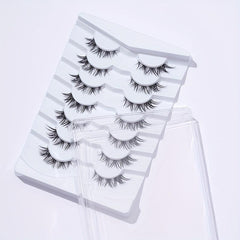 7 Pairs Fox Eye Look False Eyelashes 13mm Fishtail Wispy Cross Natural Look