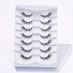 7 Pairs Fox Eye Look False Eyelashes 13mm Fishtail Wispy Cross Natural Look