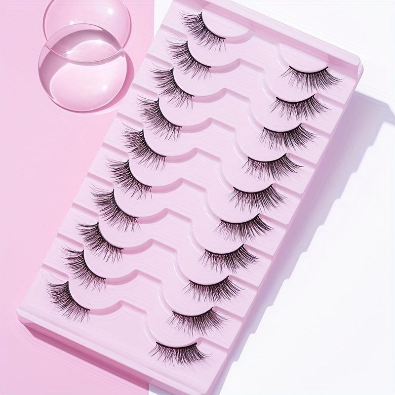 10 Pairs Half False Eyelashes 14mm Curly Cross Eyelashes Lightweight Reusable