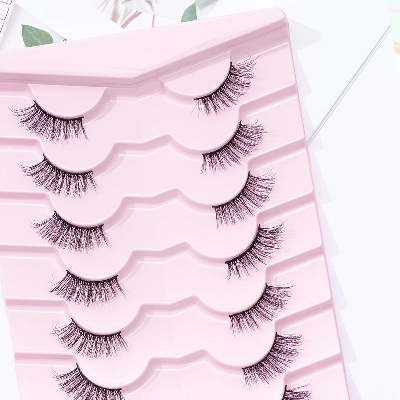 7 Pairs 5D Half Lashes Cat Eye Lashes Wispy Long Crisscross Style Manga Lashes