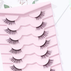 7 Pairs 5D Half Lashes Cat Eye Lashes Wispy Long Crisscross Style Manga Lashes
