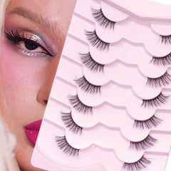 7 Pairs 5D Half Lashes Cat Eye Lashes Wispy Long Crisscross Style Manga Lashes