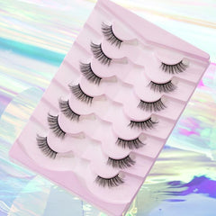 7 Pairs 5D Half Lashes Cat Eye Lashes Wispy Long Crisscross Style Manga Lashes
