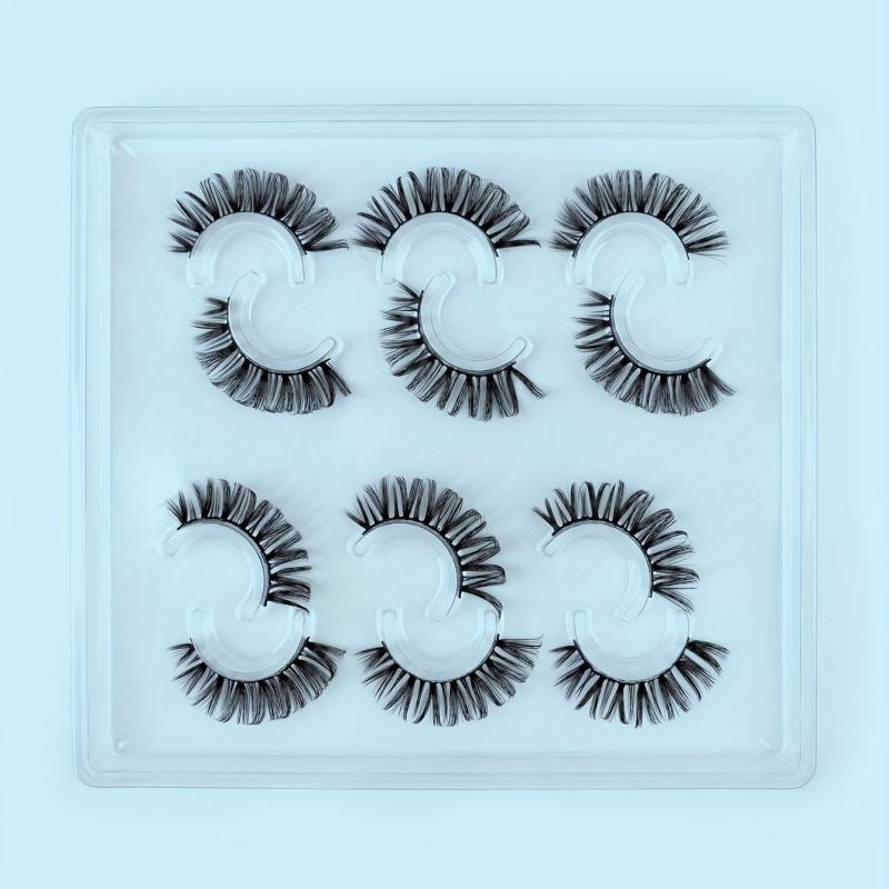 6 Pairs 4D Curly False Eyelashes Natural Look Makeup Lashes Extension