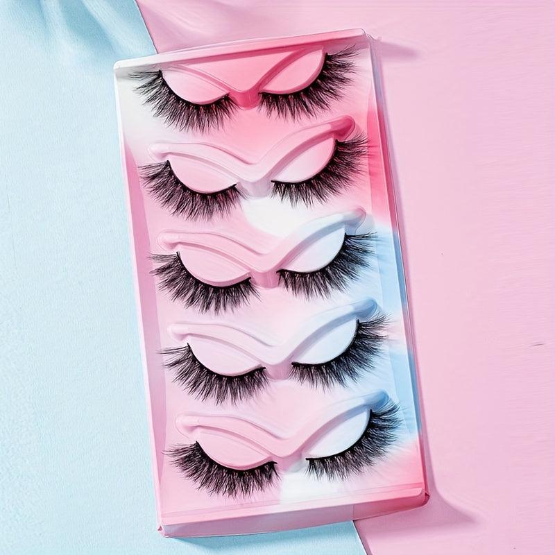 5 Pairs Cat Eye Lashes Winged End False Eyelashes 12mm Makeup Extension