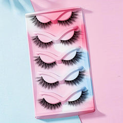 5 Pairs Cat Eye Lashes Winged End False Eyelashes 12mm Makeup Extension
