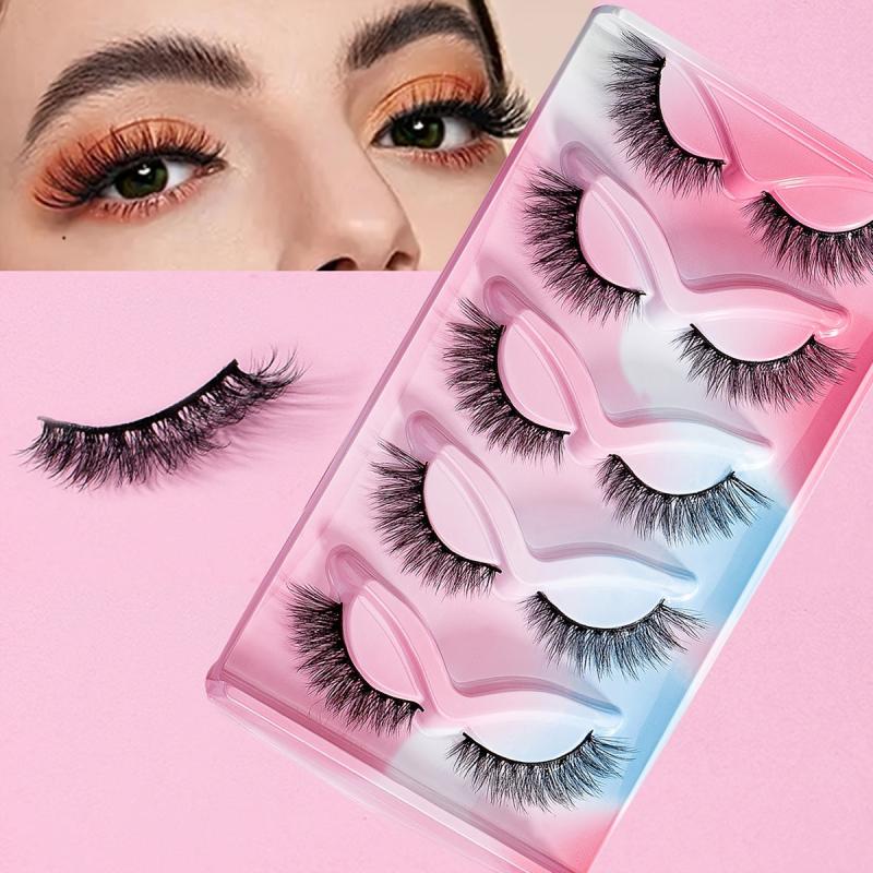 5 Pairs Cat Eye Lashes Winged End False Eyelashes 12mm Makeup Extension