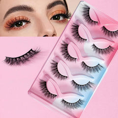 5 Pairs Cat Eye Lashes Winged End False Eyelashes 12mm Makeup Extension