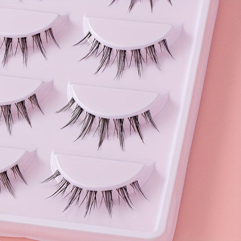 5 Pairs Natural Fish Tail False Eyelashes Lightweight Curled Reusable