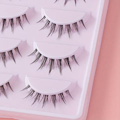 5 Pairs Natural Fish Tail False Eyelashes Lightweight Curled Reusable