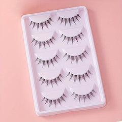 5 Pairs Natural Fish Tail False Eyelashes Lightweight Curled Reusable