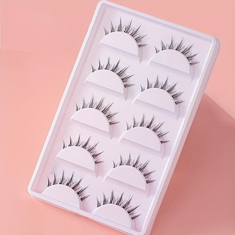 5 Pairs Natural Fish Tail False Eyelashes Lightweight Curled Reusable