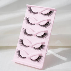 5 Pairs 5D Cat Eye False Eyelashes 16mm Fluffy Cross Eyelashes