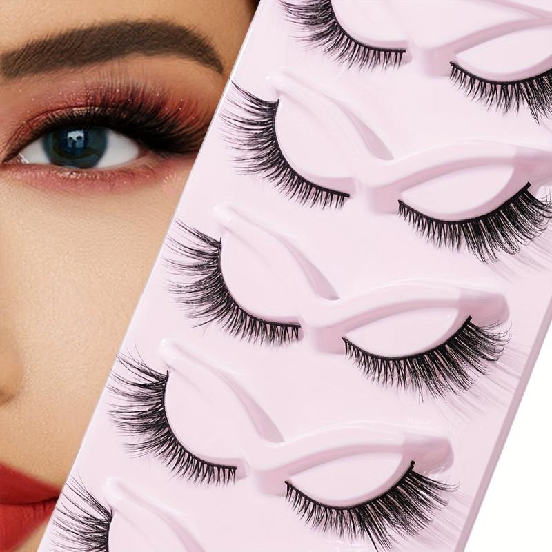 5 Pairs 5D Cat Eye False Eyelashes 16mm Fluffy Cross Eyelashes