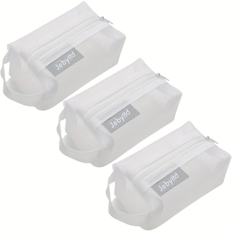 3pcs Portable Mesh Storage Bags Cosmetic Toiletry Bag for Daily & Travel