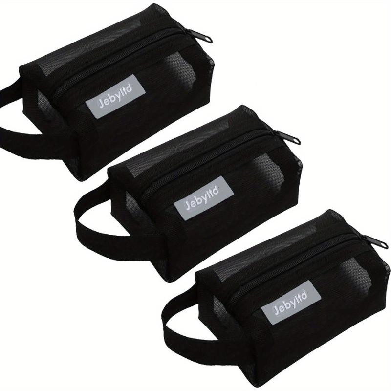 3pcs Portable Mesh Storage Bags Cosmetic Toiletry Bag for Daily & Travel