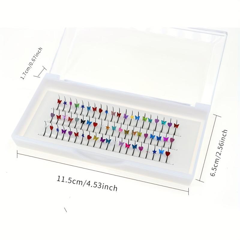60 Pcs Cluster Lashes Laser Butterfly Sequin Lashes D Curl False Eyelashes