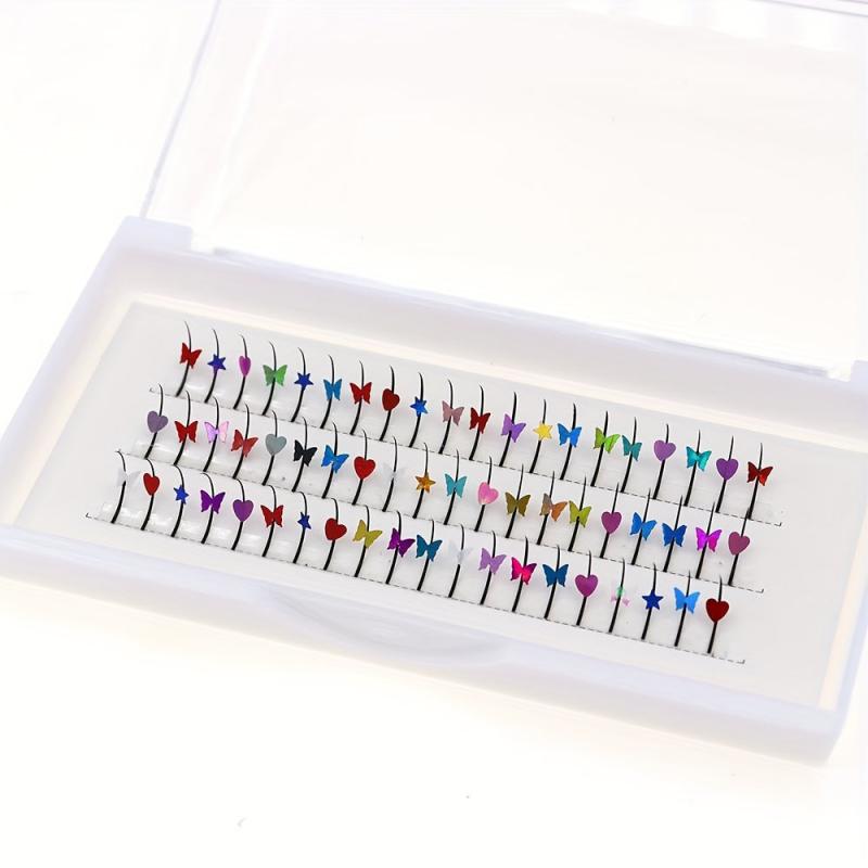 60 Pcs Cluster Lashes Laser Butterfly Sequin Lashes D Curl False Eyelashes