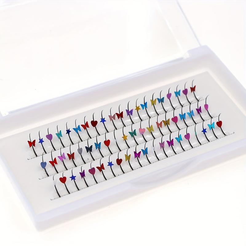 60 Pcs Cluster Lashes Laser Butterfly Sequin Lashes D Curl False Eyelashes