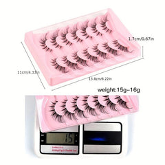 7 Pairs Natural Look Cat Eye False Eyelashes - Wispy Short 3D Faux Mink Lashes