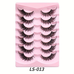 7 Pairs Natural Look Cat Eye False Eyelashes - Wispy Short 3D Faux Mink Lashes