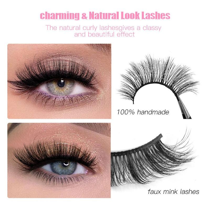 3D False Eyelashes 5 Pairs Natural Dense Curling Mixed Style