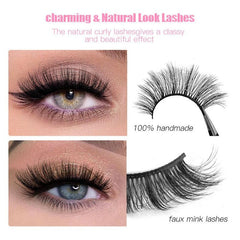 3D False Eyelashes 5 Pairs Natural Dense Curling Mixed Style