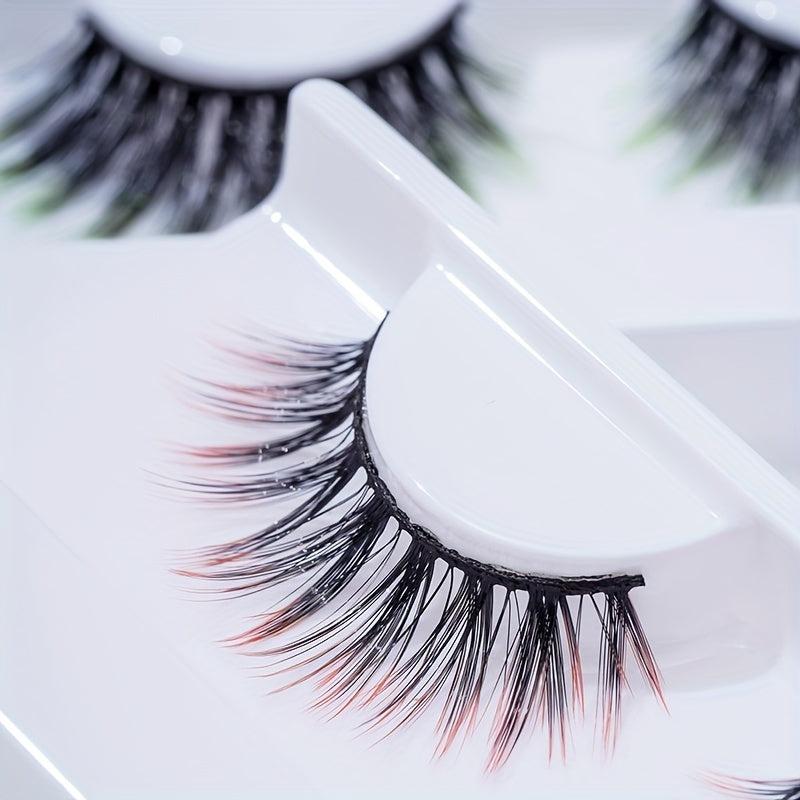 2 Pairs Colorful Long Lasting Fluffy False Eyelashes for Party Cosplay