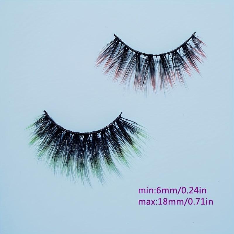 2 Pairs Colorful Long Lasting Fluffy False Eyelashes for Party Cosplay