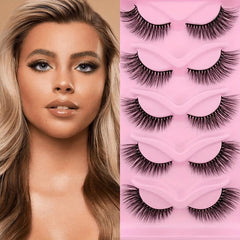5 Pairs Cat Eye Lashes Fluffy Cluster Faux Mink False Eyelashes