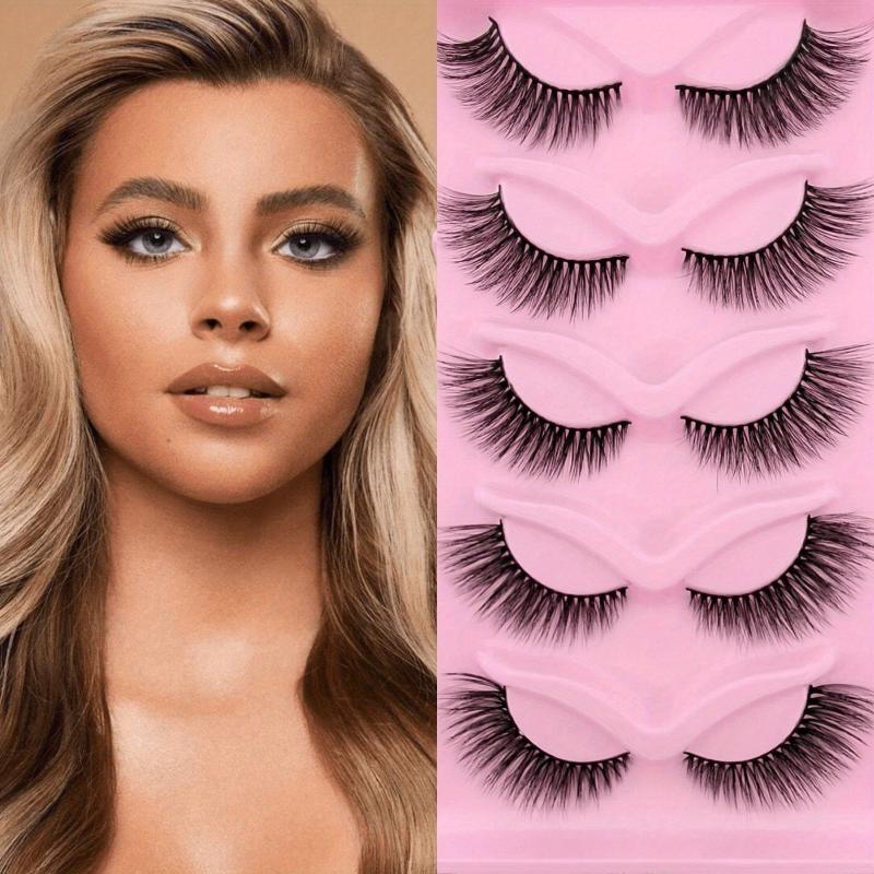 5 Pairs Cat Eye Lashes Fluffy Cluster Faux Mink False Eyelashes