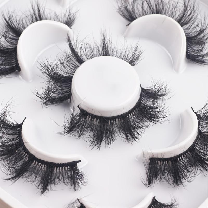 5 Pairs Fluffy False Eyelashes 3D Faux Mink Strip Lashes Pack