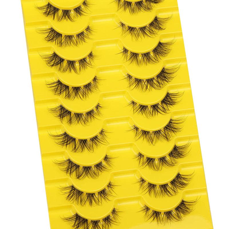 10 Pairs Lightweight Reusable Fluffy Mink Cat Eye Style Strip Eyelashes