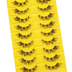 10 Pairs Lightweight Reusable Fluffy Mink Cat Eye Style Strip Eyelashes
