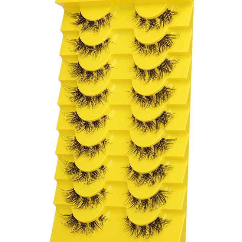 10 Pairs Lightweight Reusable Fluffy Mink Cat Eye Style Strip Eyelashes