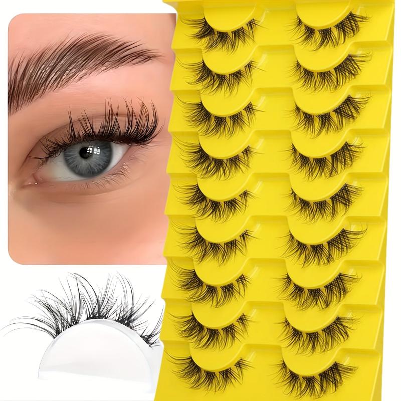 10 Pairs Lightweight Reusable Fluffy Mink Cat Eye Style Strip Eyelashes