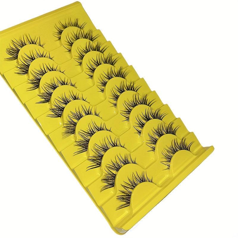 10 Pairs Lightweight Reusable Fluffy Mink Cat Eye Style Strip Eyelashes