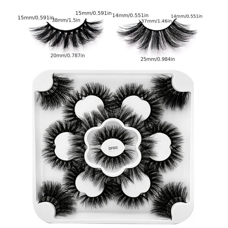 14 Pairs 25mm Faux Mink Hair False Eyelashes Dense Curling Easy Apply