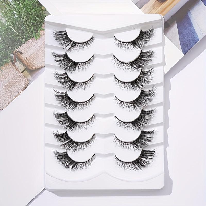 7 Pairs Fluffy Cross Eye Lashes for Eye End Elongation 15mm