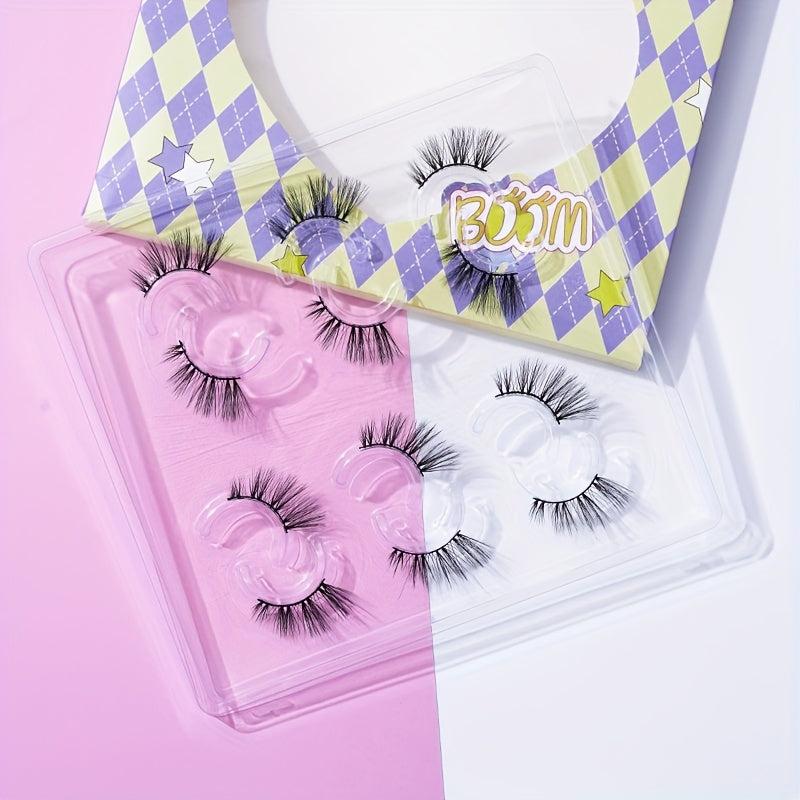 6 Pairs 14mm Half Eyelashes Wispy Cross Eyelashes Natural Curl Fluffy