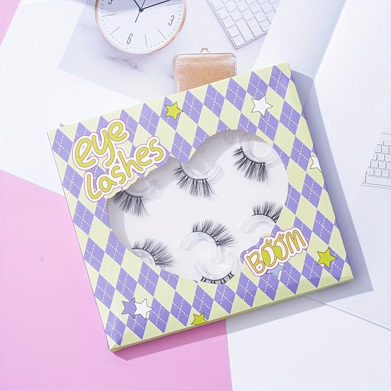 6 Pairs 14mm Half Eyelashes Wispy Cross Eyelashes Natural Curl Fluffy