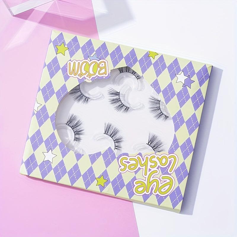 6 Pairs 14mm Half Eyelashes Wispy Cross Eyelashes Natural Curl Fluffy